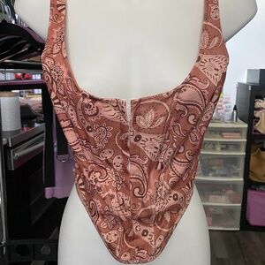 Paisley Print Hook and Eye Crop Tank Top